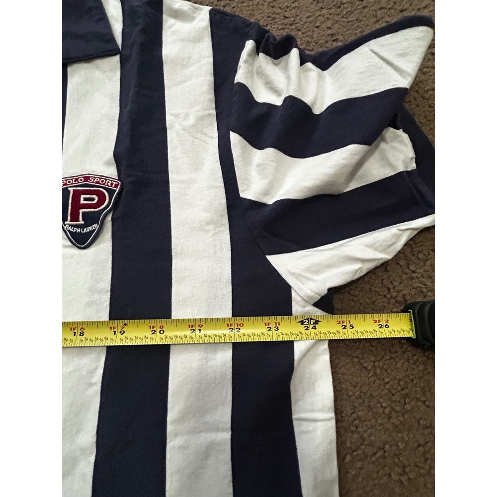 Polo Sport Ralph Lauren 1990s vertical stripe shield patch Striped Rugby Shirt - Picture 10 of 11
